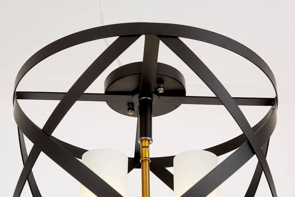 Люстра на штанге LUMINA DECO Astila 4 лампы черная/латунь LDP 1242-4 BK+MD