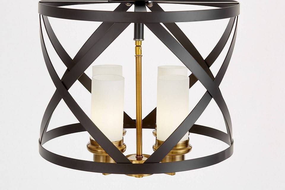 Люстра на штанге LUMINA DECO Astila 4 лампы черная/латунь LDP 1242-4 BK+MD