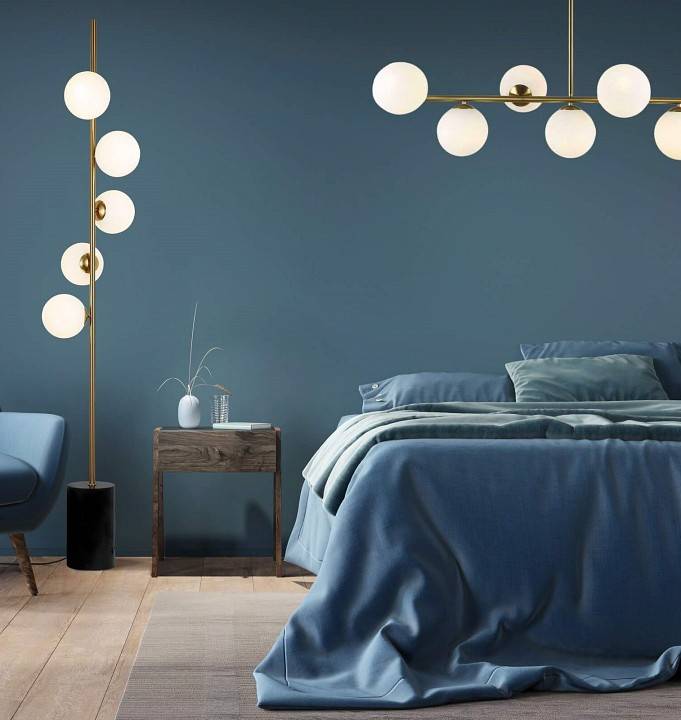 Люстра на штанге LUMINA DECO Fredica 7 ламп латунь LDP 6030-7 MD