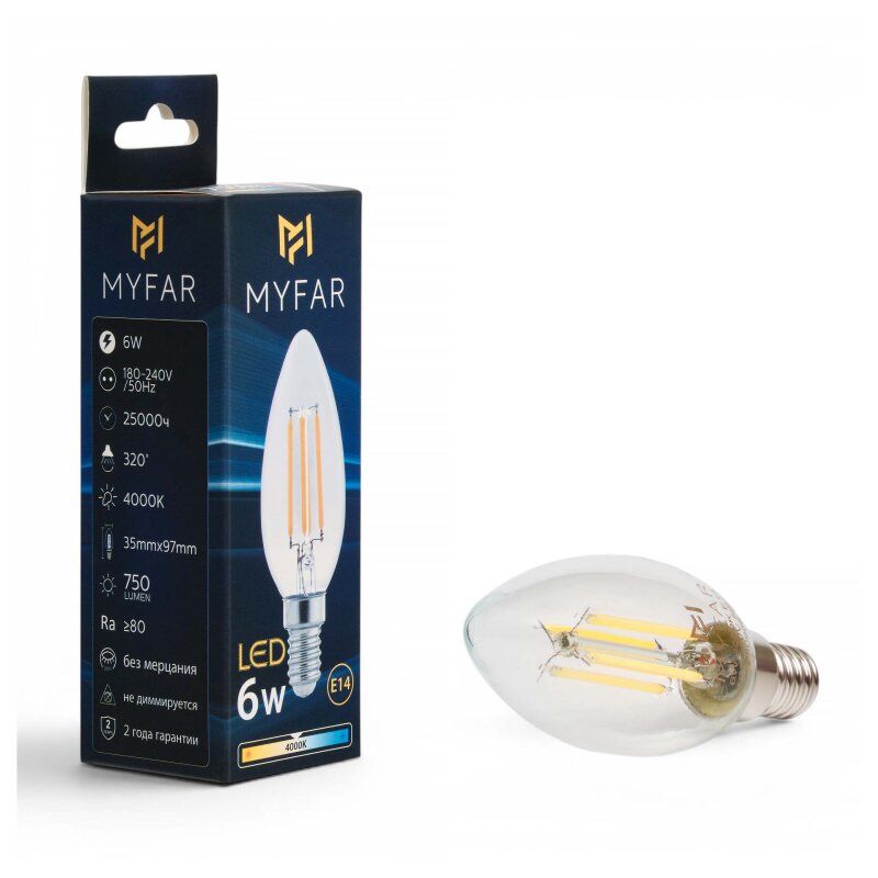 Лампа светодиодная MyFar Базис E14 E14 6Вт 4000K MB1002E14-6W4K