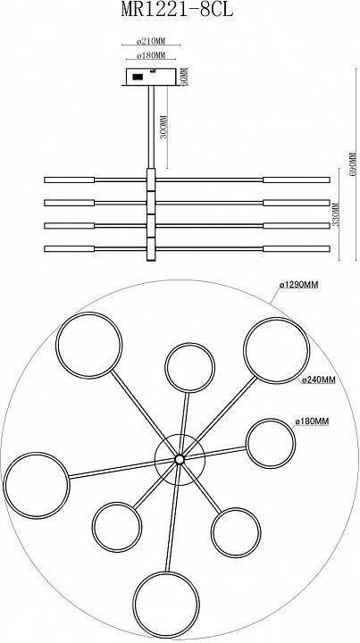 Люстра на штанге MyFar Eva 8 ламп MR1221-8CL