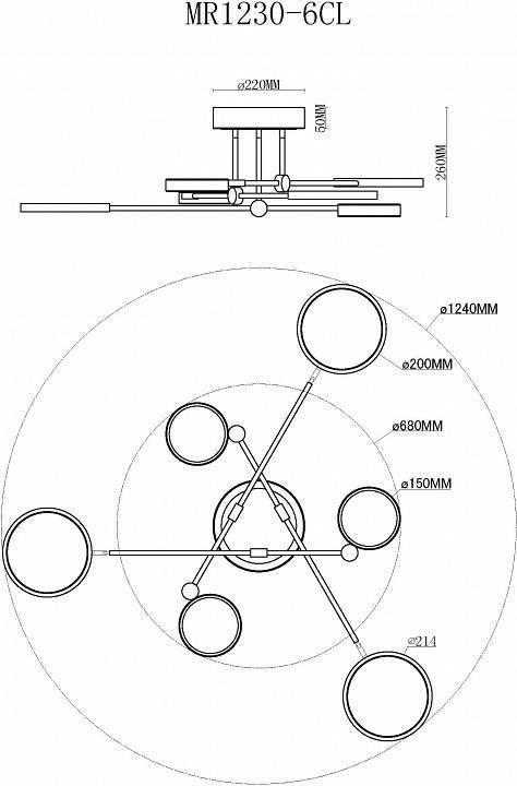 Люстра на штанге MyFar Mandy MR1230-6CL