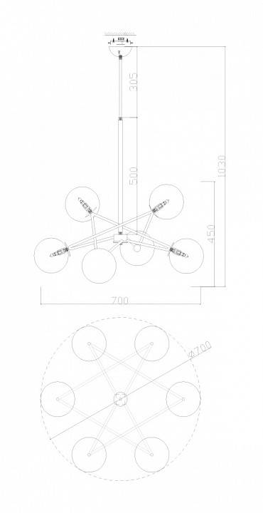 Люстра на штанге Freya Bumble 6 ламп FR5144PL-06W