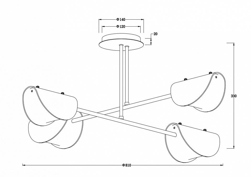 Люстра на штанге Freya Mallow 4 лампы FR5228PL-04C