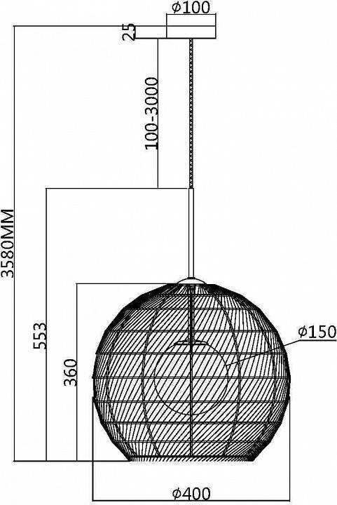Подвесной светильник Maytoni CANE 1 лампа MOD204PL-01BG