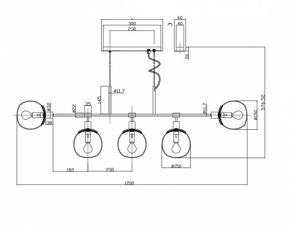 Подвесной светильник Maytoni Erich MOD221-PL-05-G