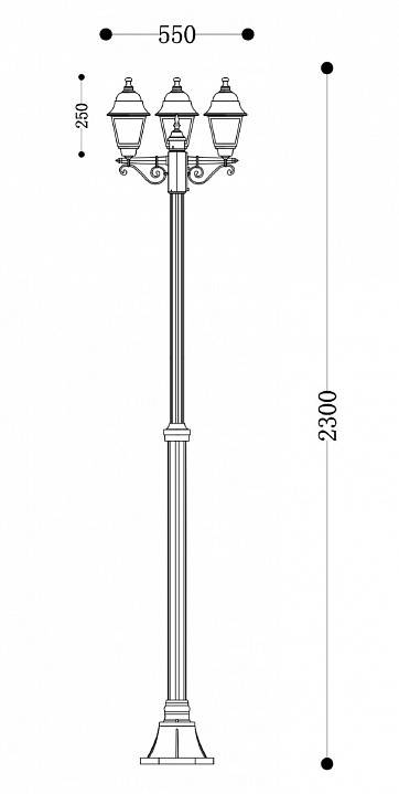 Фонарный столб Maytoni Abbey Road 3 плафона O003FL-03B
