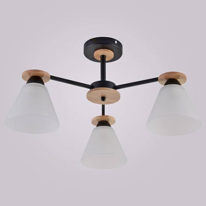 Люстра на штанге Reluce 01625-1 3 лампы 01625-0.3-03 BK+WOOD