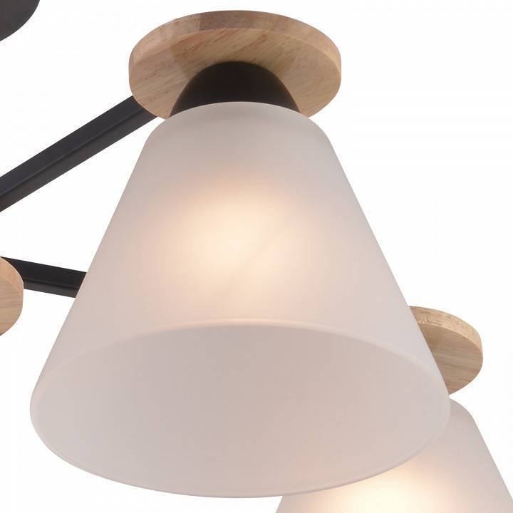 Люстра на штанге Reluce 01625-1 5 ламп 01625-0.3-05 BK+WOOD