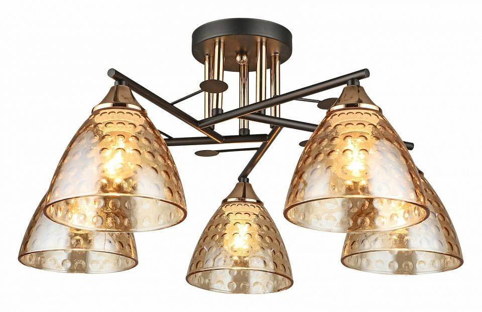 Потолочная люстра Reluce 03674 5 ламп черная с золотом 03674-0.3-05 BK+FG