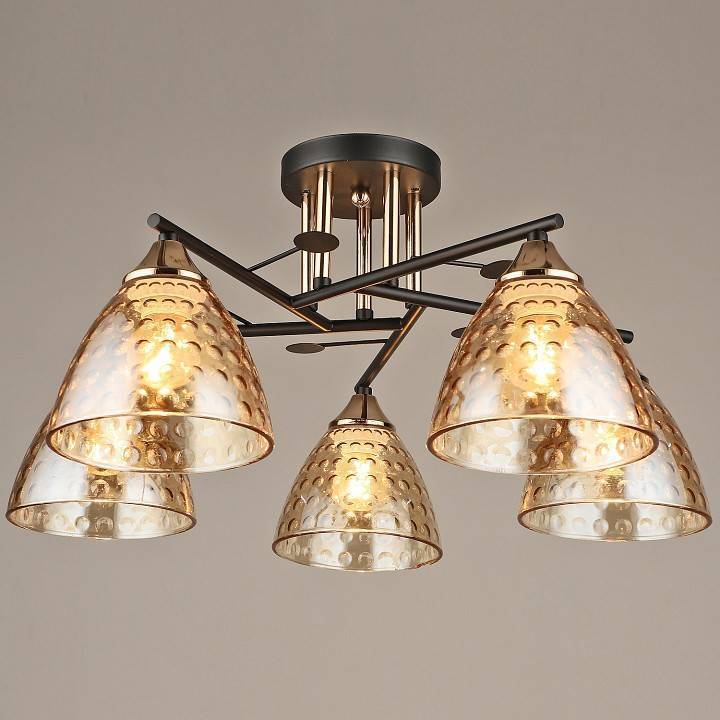 Потолочная люстра Reluce 03674 5 ламп черная с золотом 03674-0.3-05 BK+FG