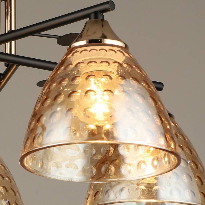 Потолочная люстра Reluce 03674 5 ламп черная с золотом 03674-0.3-05 BK+FG