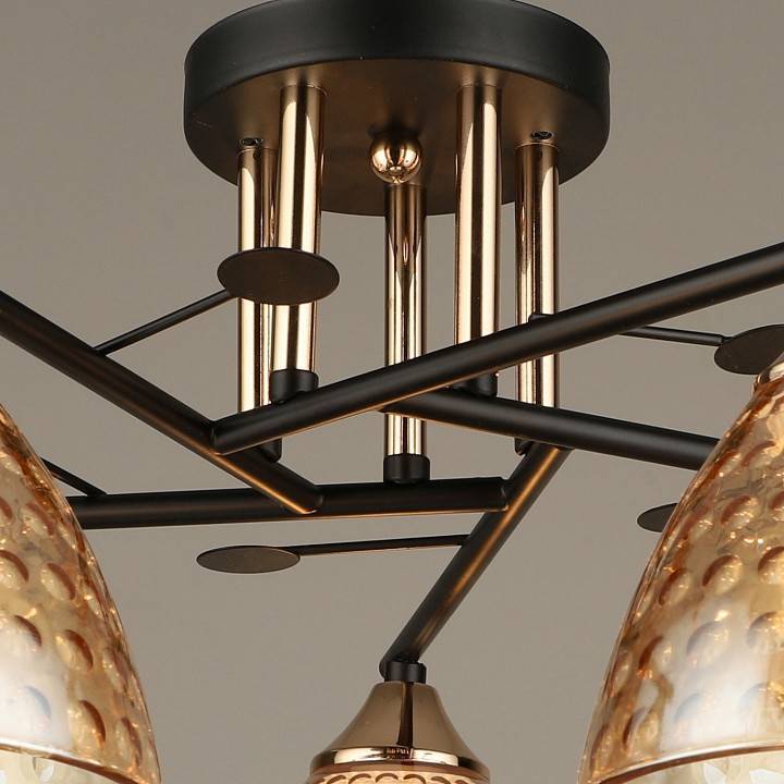 Потолочная люстра Reluce 03674 5 ламп черная с золотом 03674-0.3-05 BK+FG