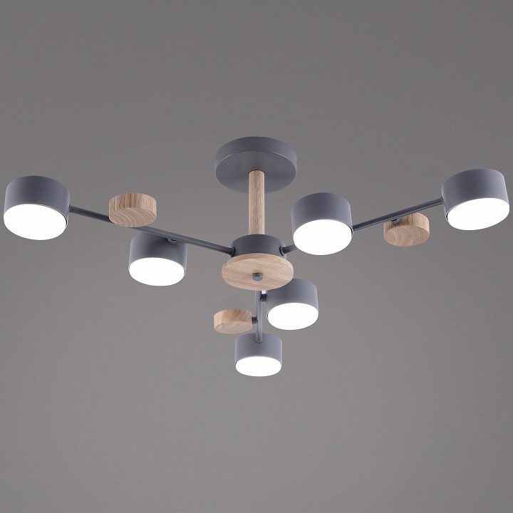 Люстра на штанге De Markt 03758-0.3-06 6xGX53 серый/дерево 03758-0.3-06 GREY+WOOD GX53