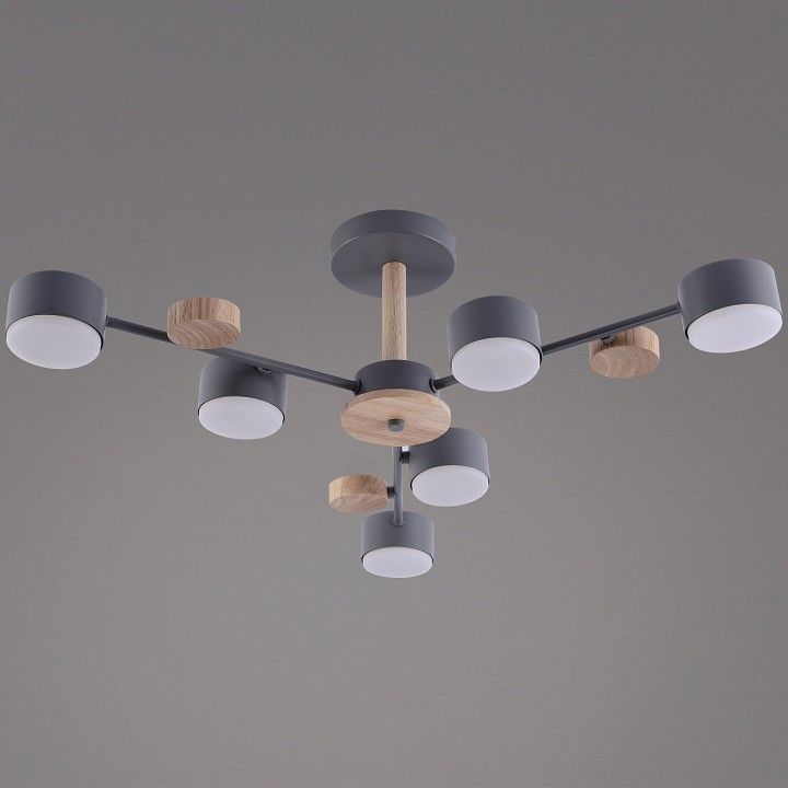 Люстра на штанге De Markt 03758-0.3-06 6xGX53 серый/дерево 03758-0.3-06 GREY+WOOD GX53