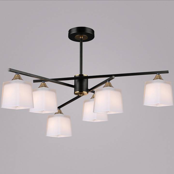 Люстра на штанге De Markt 06668-0.3-06 6xE27 черный/медь 06668-0.3-06 BK+COP