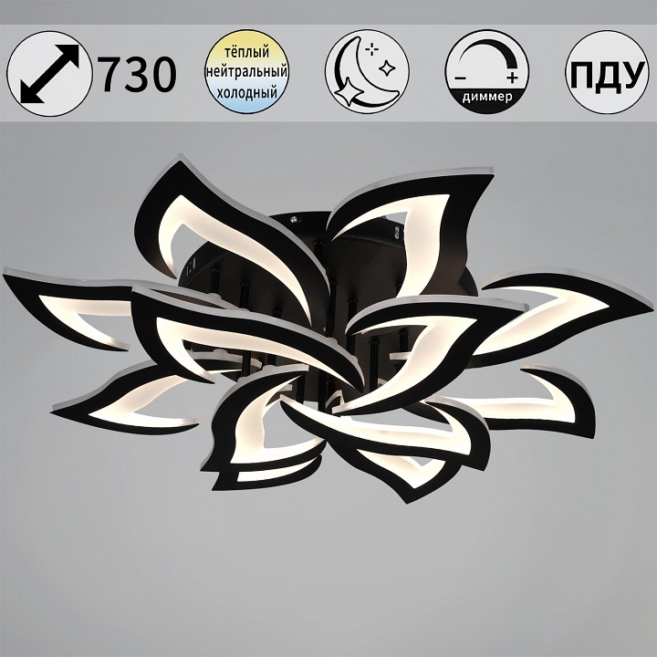 Люстра на штанге светодиодная Reluce 30150-0.3-8+4 BK