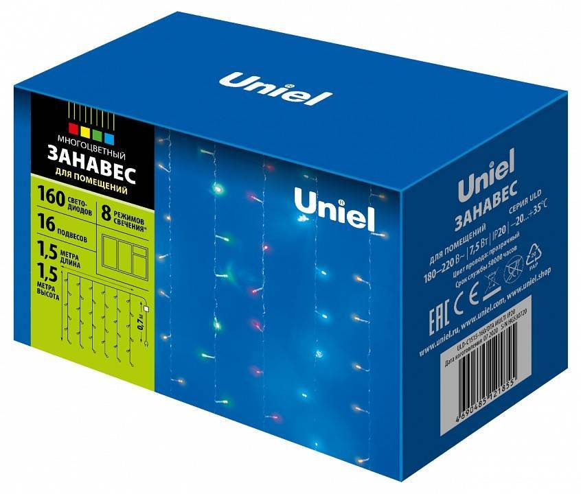 Гирлянда-занавес Uniel ULD-C1515-160/DTA WHITE IP20 UL-00005268
