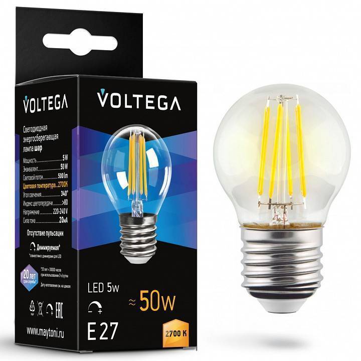 Лампа светодиодная Voltega Globe dim 5W E27 5Вт 2700K 7201