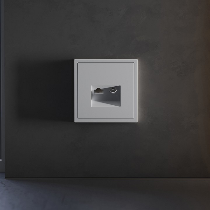 Накладка для ТВ-розетки и RJ-11 или RJ-45 Voltum S70 VLS002716