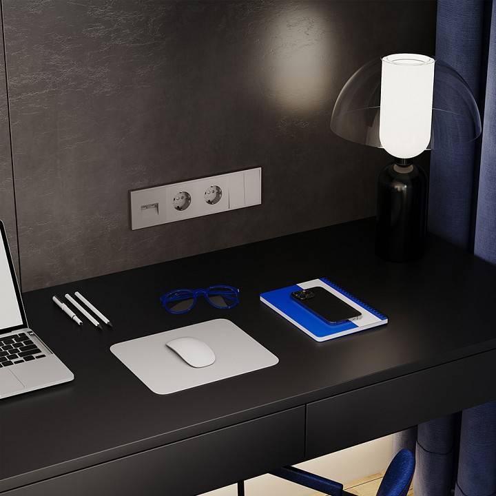 Выключатель двухклавишный без рамки Voltum S70 VLS020103