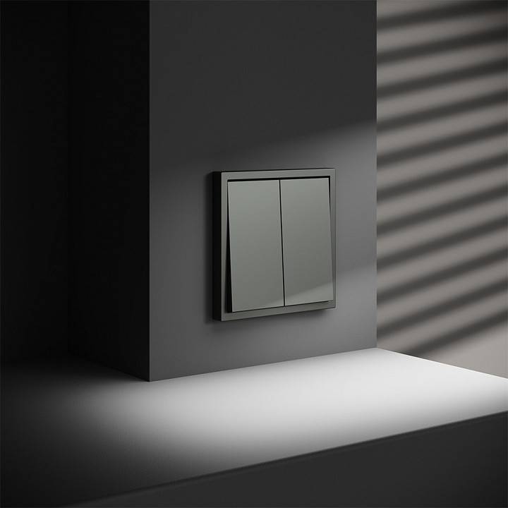 Выключатель двухклавишный без рамки Voltum S70 VLS020606