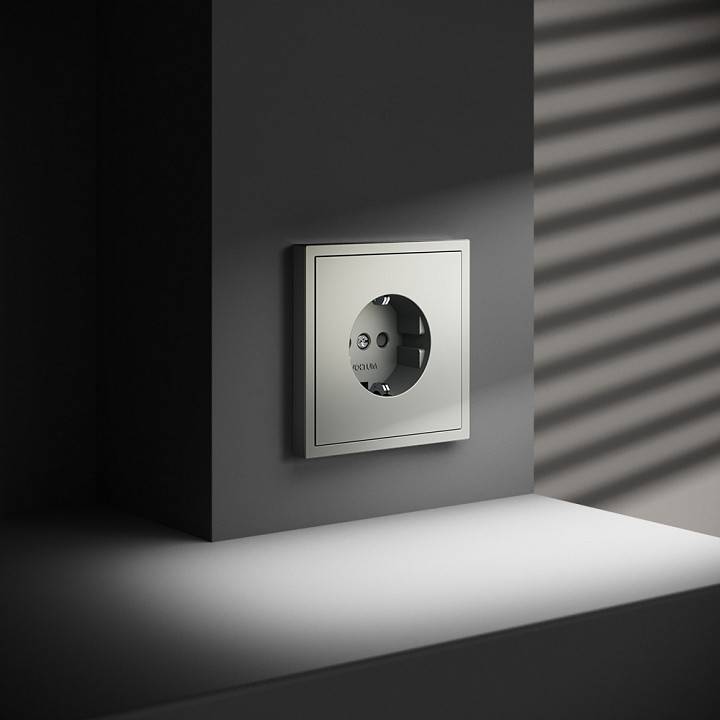 Розетка с заземлением и со шторкой, без рамки Voltum S70 VLS040205