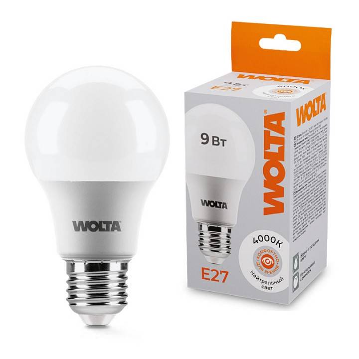Лампа светодиодная Wolta  E27 9Вт 4000K 25S60BL9E27