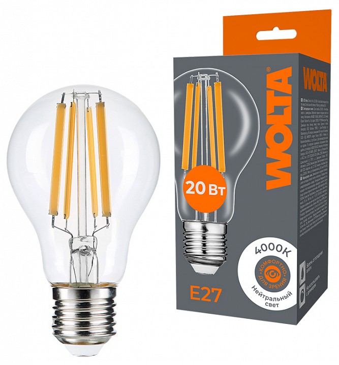 Лампа светодиодная Wolta  E27 20Вт 4000K WF-A60-20W4KE27