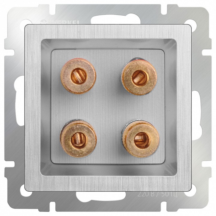 Розетка акустическая без рамки Werkel Серебряный рифленый WL09-AUDIOx4