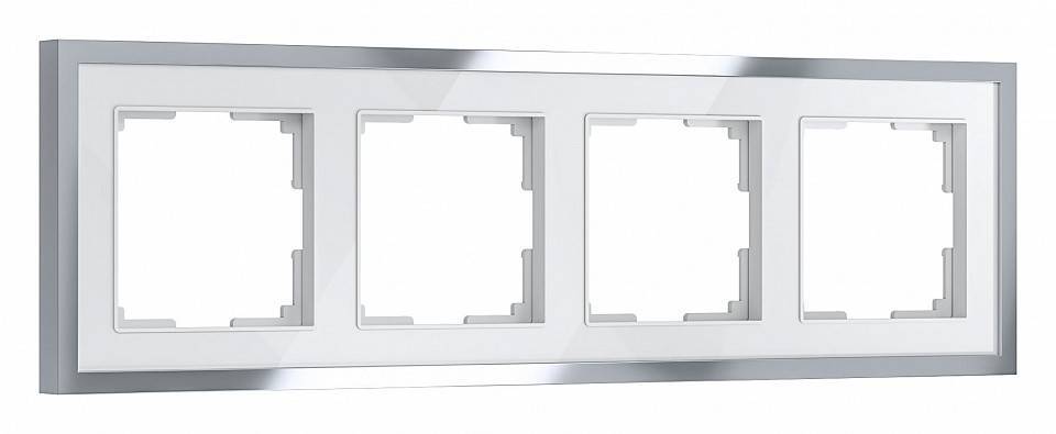 Рамка на 4 поста Werkel Baguette белый/серебро W0042850