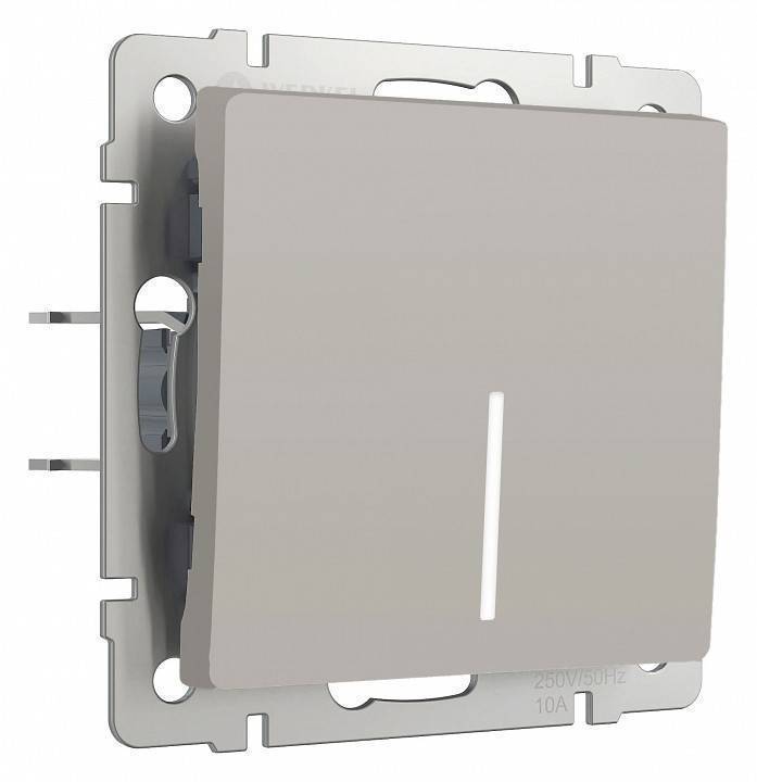 Выключатель проходной одноклавишный с подсветкой без рамки Werkel дымчатый W1212104