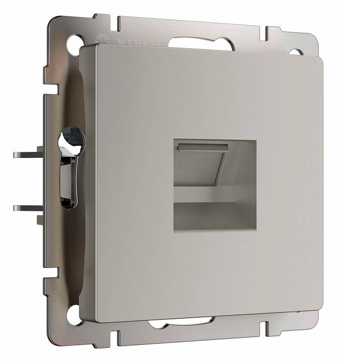 Розетка Ethernet RJ-45 и со шторками, без рамки Werkel дымчатый W1281004