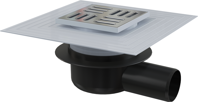 Трап для душа AlcaPlast 105x105/50 мм боковой выпуск решетка нержавеющая сталь APV26C