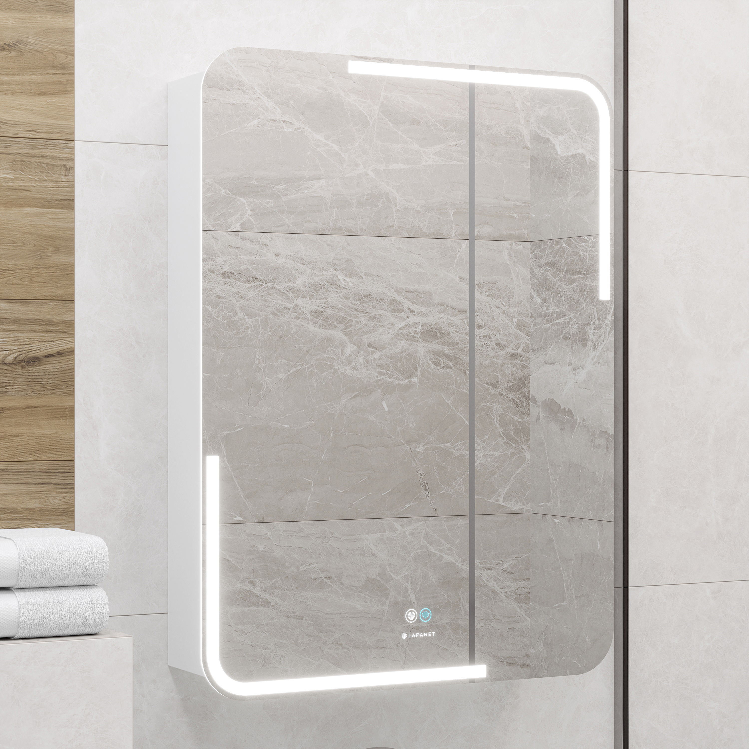Зеркало-шкаф Laparet Atlas 60x80 см с подсветкой, диммером и антизапотеванием Atlas. 60*80/W
