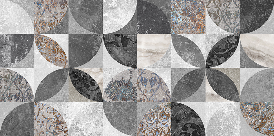 Плитка настенная Laparet Focus серый узор 25х50 см 34085