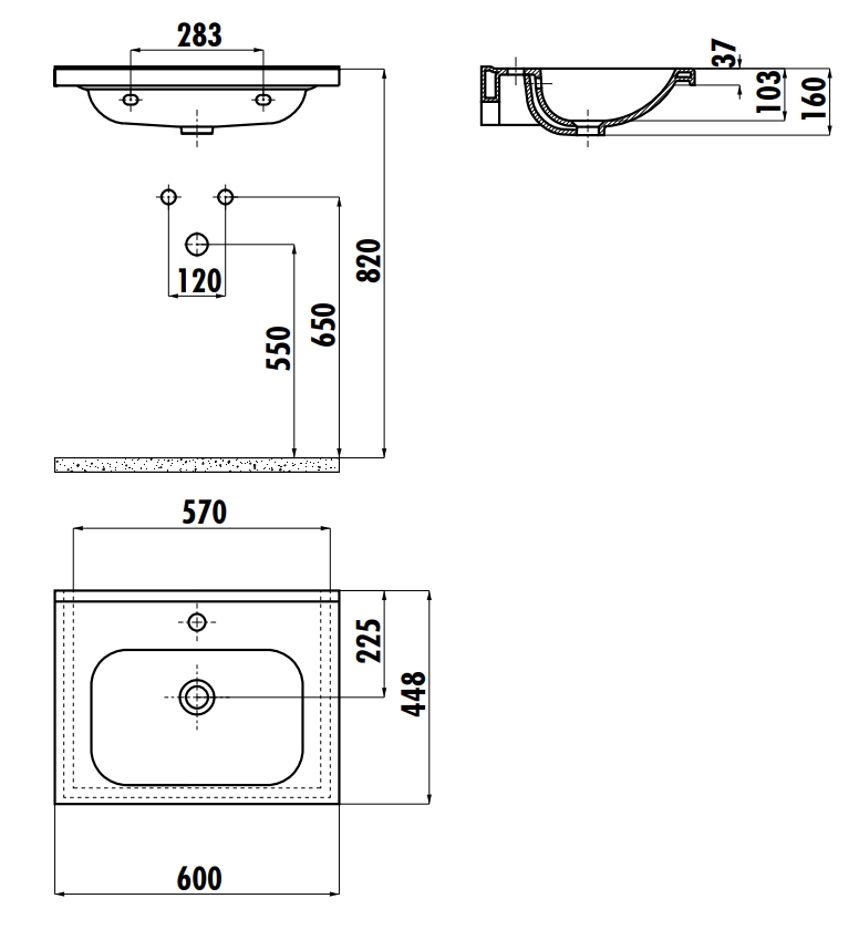 Раковина мебельная Creavit IDEAL 60 60x45 см белая ID060-00CB00E-0000