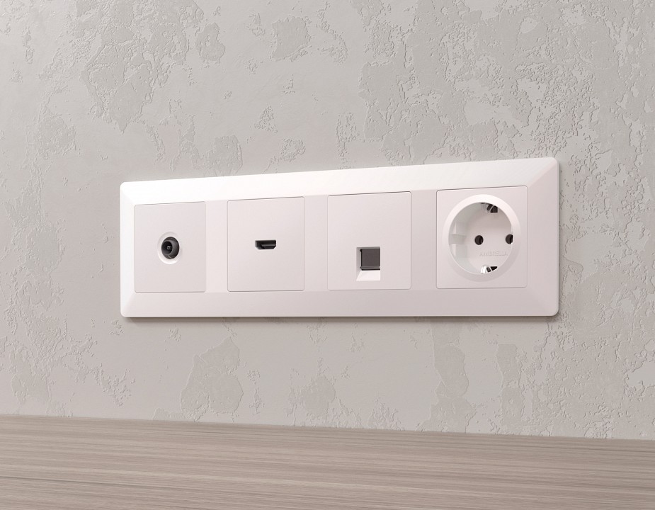 Накладка для розетки с заземлением и со шторками Ambrella Volt Quant AP2070