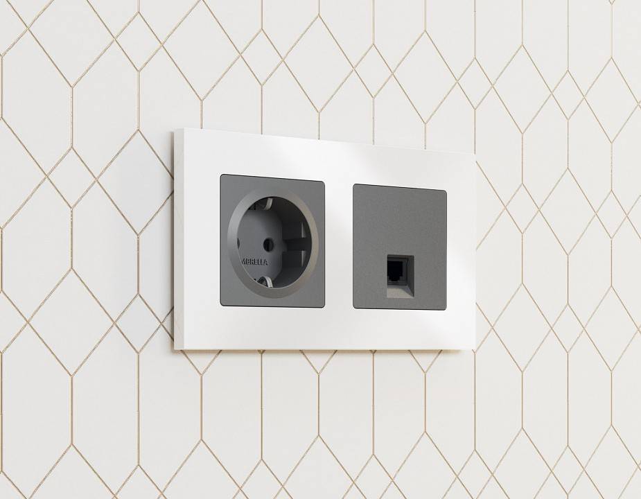 Накладка для розетки RJ-11 или RJ-45 Ambrella Volt Quant AP6620