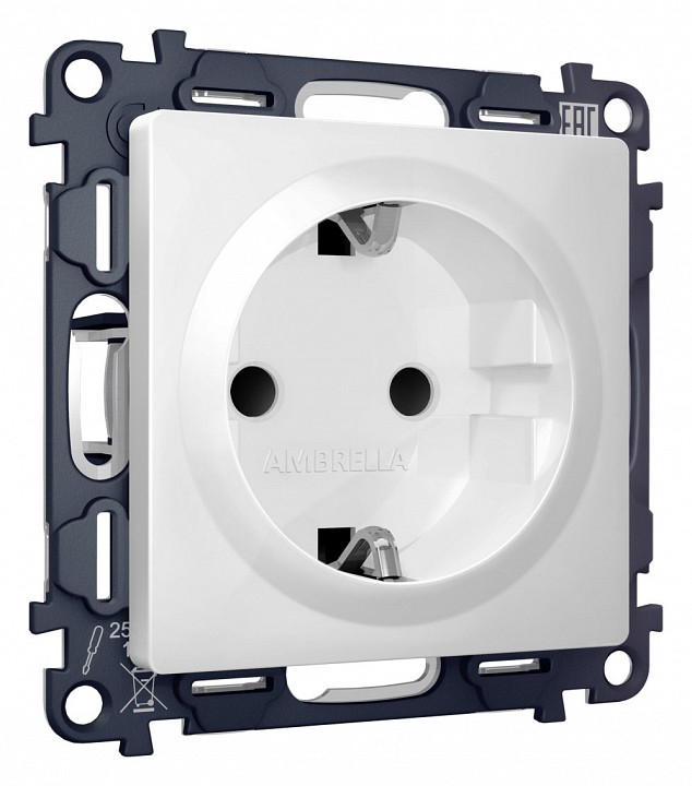 Розетка с заземлением и со шторкой, без рамки Ambrella Volt Quant MA127010