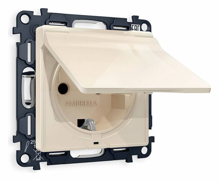 Розетка с заземлением и со шторкой, без рамки с крышкой Ambrella Volt Quant MA308010