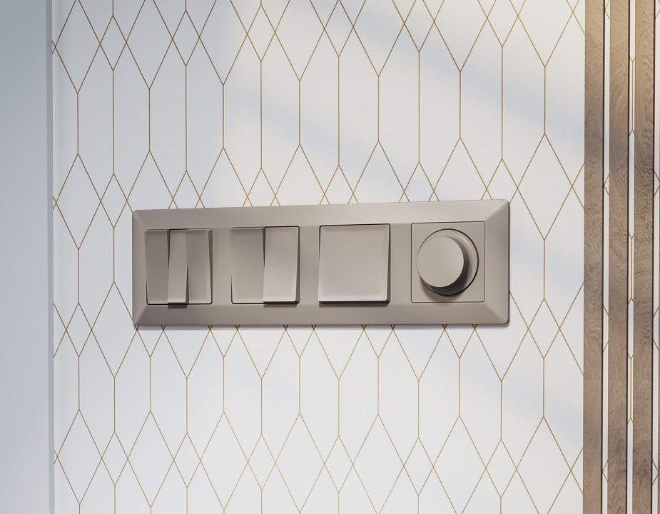 Выключатель перекрестный двухклавишный без рамки Ambrella Volt MA MA363030