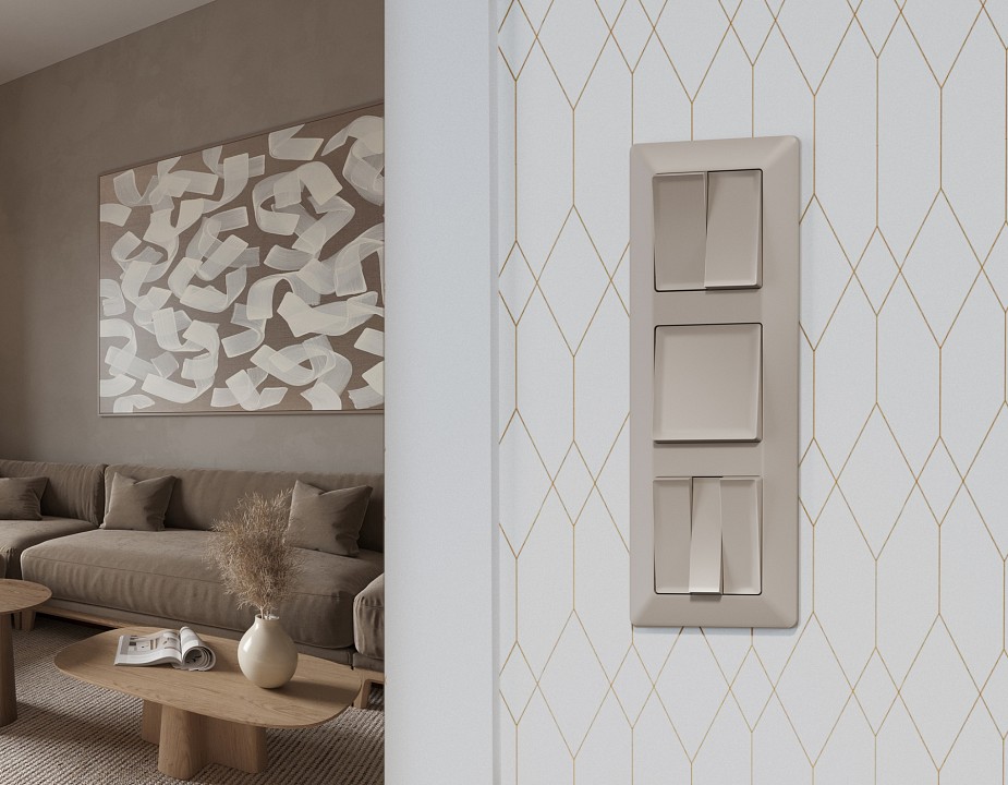 Выключатель перекрестный двухклавишный без рамки Ambrella Volt MA MA363030