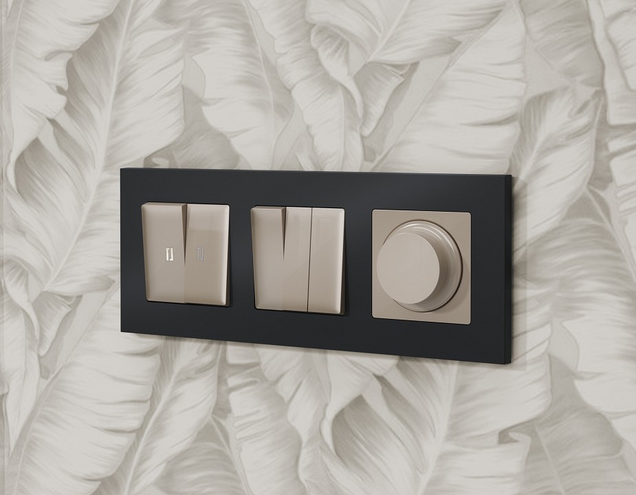 Выключатель проходной двухклавишный с подсветкой Ambrella Volt Quant MA364035