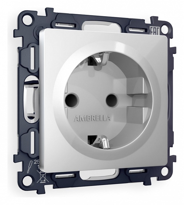 Розетка с заземлением и со шторкой, без рамки Ambrella Volt Quant MA407010
