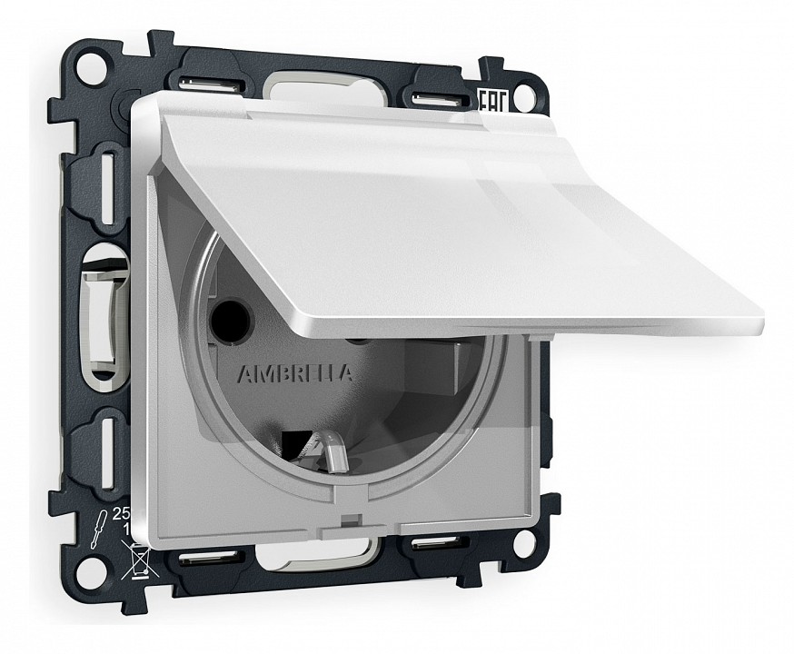 Розетка с заземлением и со шторкой, без рамки с крышкой Ambrella Volt Quant MA408010