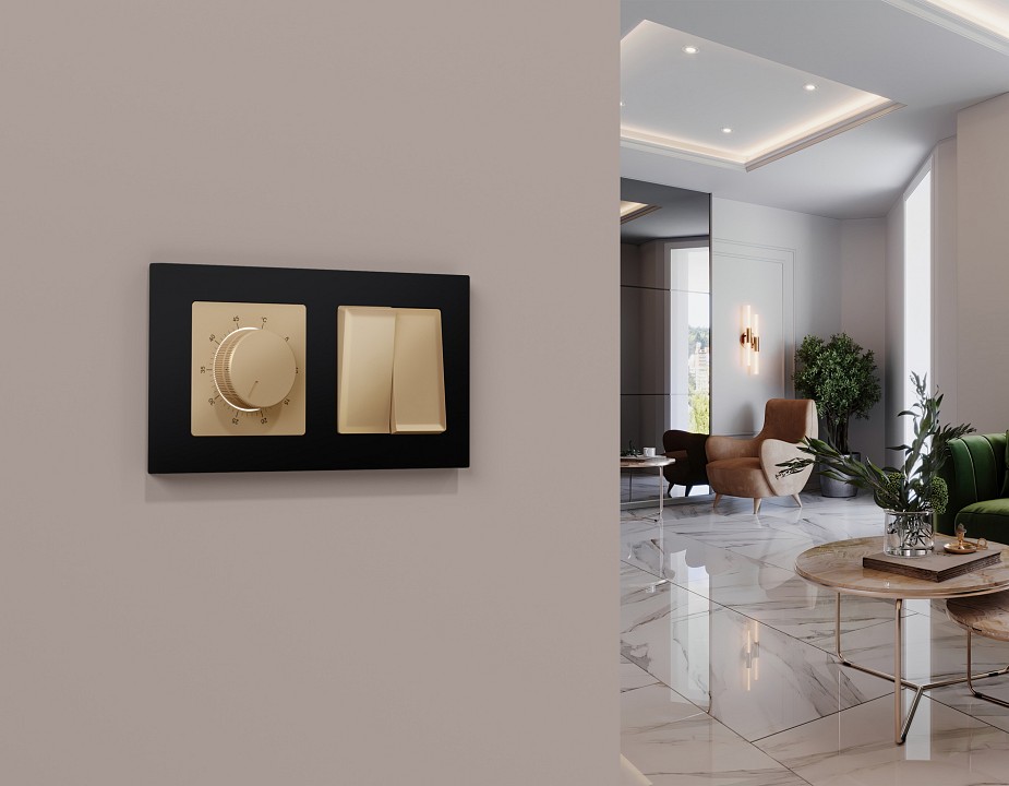 Выключатель перекрестный двухклавишный без рамки Ambrella Volt ALFA MA603030