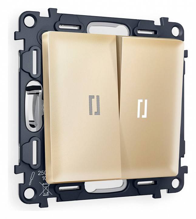 Выключатель проходной двухклавишный с подсветкой Ambrella Volt Quant MA604035