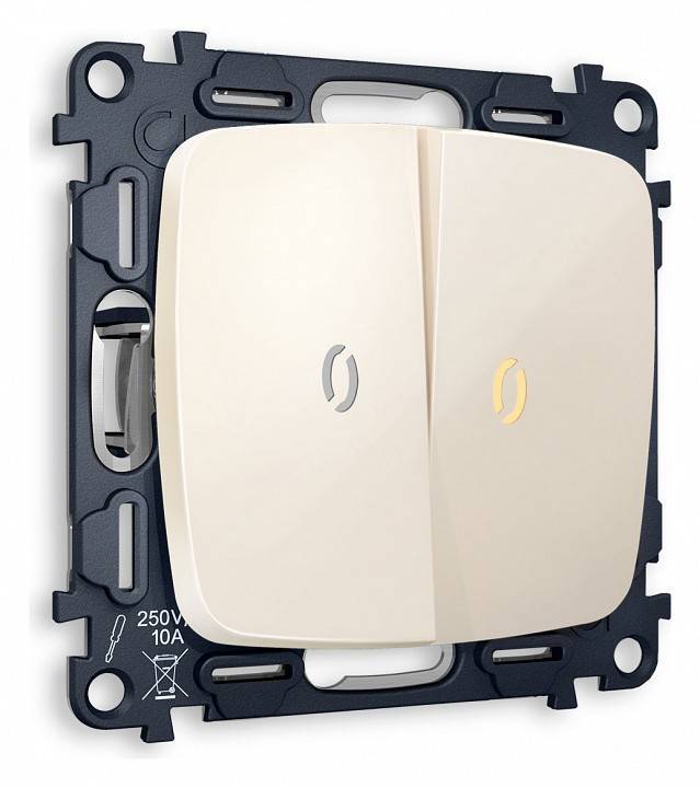 Выключатель двухклавишный с подсветкой без рамки Ambrella Volt Quant MO304010