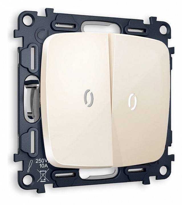 Выключатель двухклавишный с подсветкой без рамки Ambrella Volt Quant MO304015